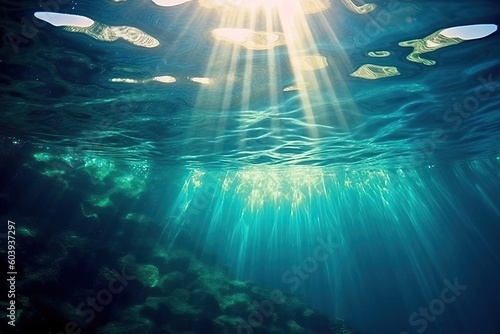 Wallpaper Mural Calm ocean background underwater, generative ai Torontodigital.ca