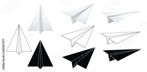 Leadership success concept paper plane fly over blue background. New idea, courage, new thinking, creative decision, think differently. Lead airplane stand out of other paper plane follower