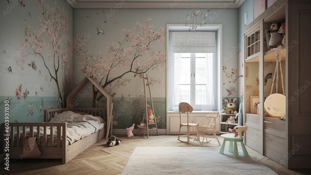 Fototapeta premium a children's room, which is every child's dream, beautiful colors, cool design