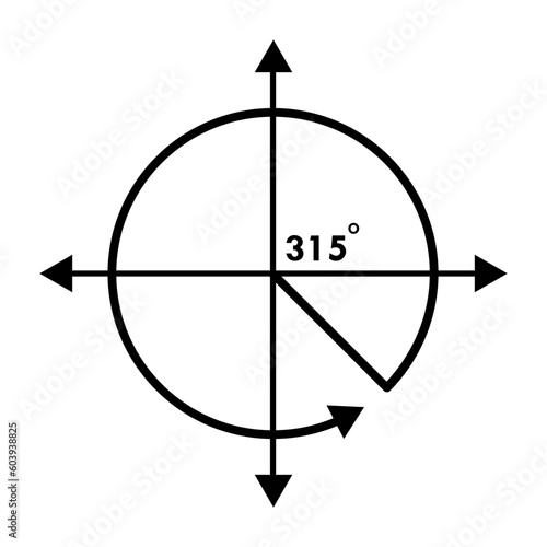 Angle 315 degrees sign icon. Geometry math symbol