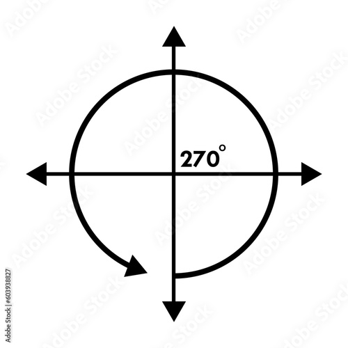 Angle 270 degrees sign icon. Geometry math symbol