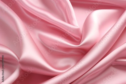 Pink silk fabric background texture abstract pattern. Luxury satin cloth 3d rendering. Generative Ai.