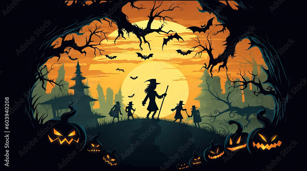 Spooky Halloween Background created with Generative AI technology