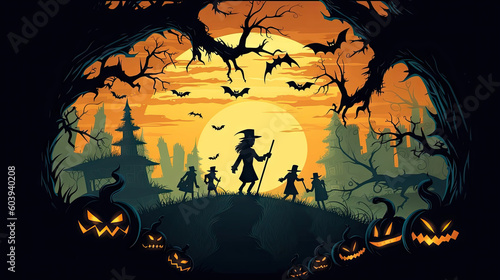 Spooky Halloween Background created with Generative AI technology