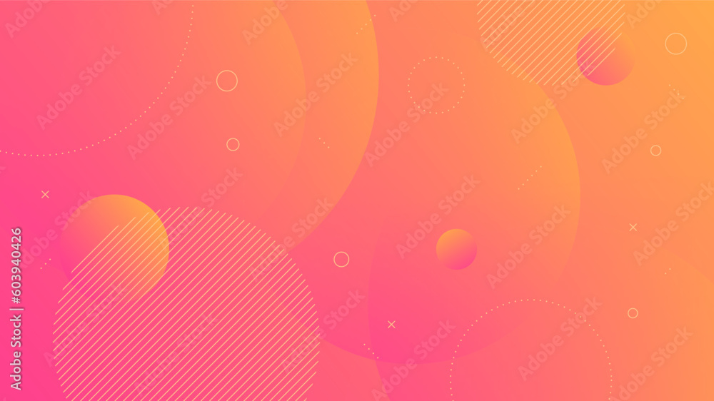 Modern Abstract Background with Motion Round Circle Memphis Retro and Red Orange Gradient Color