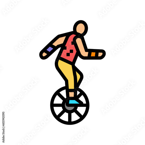 unicycle carnival vintage show color icon vector. unicycle carnival vintage show sign. isolated symbol illustration
