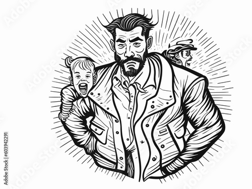 sketch of a person with child icon vector