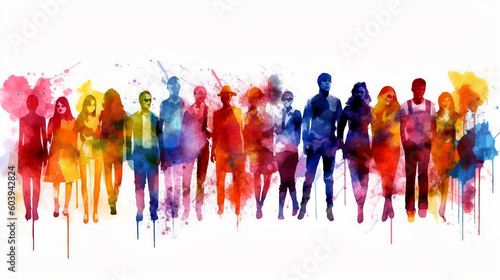 Diverse peoples, water color painting.