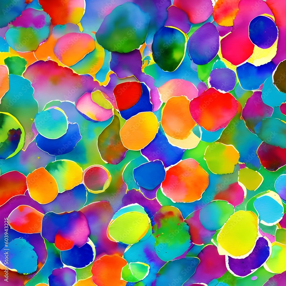 513 Abstract Watercolor Blobs: A vibrant and dynamic background featuring abstract watercolor blobs in bold and energetic colors that create a lively and expressive ambiance1, Generative AI
