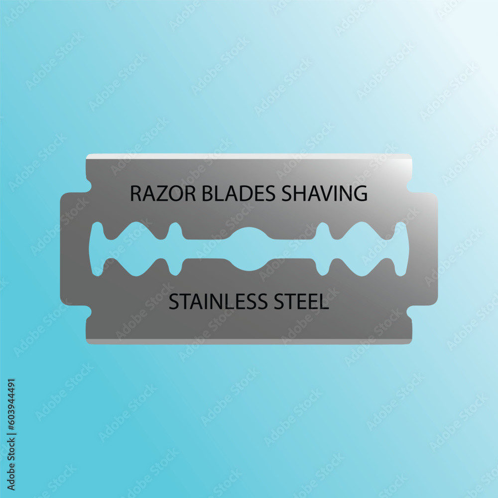 Razor blade shaving stainless steel on a blue background. vector illustration . Razor blade shaving stainless steel on a blue background. vector illustration .