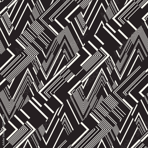 Monochrome Glitch Effect Textured Zigzag Pattern