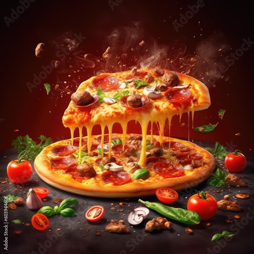 sliced pizza for posters, banners, flyers and web designers, ai generative illustrator
