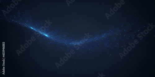 Abstract blue background with particles. Web banner design. AI generated.