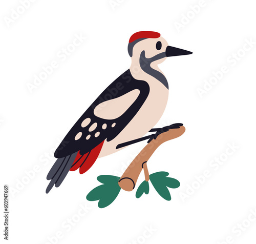 Oriole, forest bird. Eurasian European feathered animal, Oriolus sitting on t...