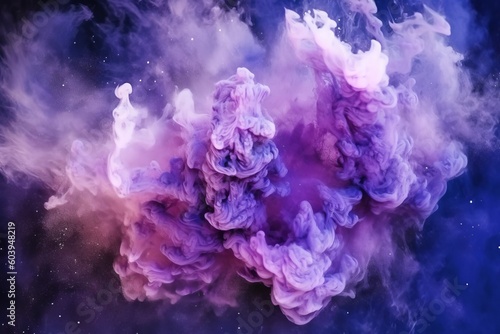Shimmering Glitter Steam Clouds in Fuchsia Purple. Abstract Art. Postprocessing Generative AI.