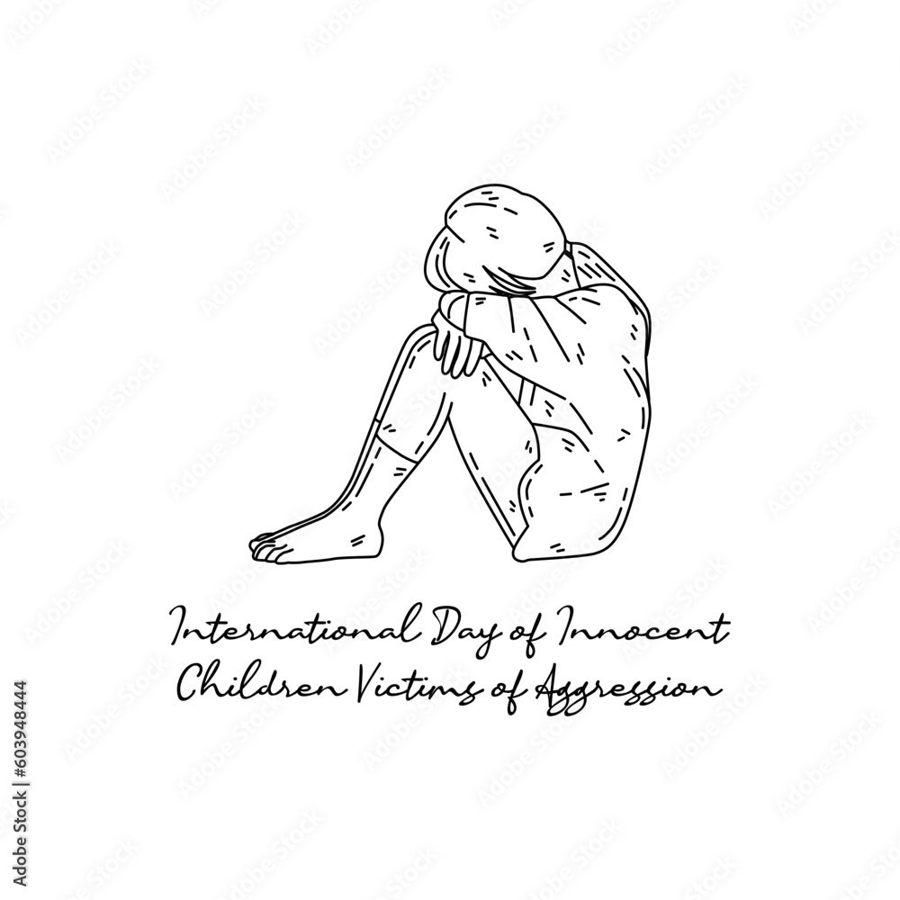 line art of international day of innocent children victims of aggression celebrate. line art. illustration. line art of international day of innocent children victims of aggression celebrate. line art. illustration.