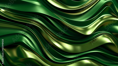 Wavy green Metallic 3D Background.