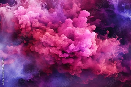 Shimmering Glitter Steam Clouds in Fuchsia Purple. Abstract Art. Postprocessing Generative AI.