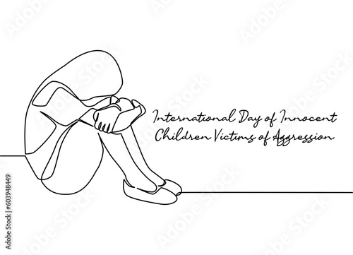 line art of international day of innocent children victims of aggression celebrate. line art. illustration.
