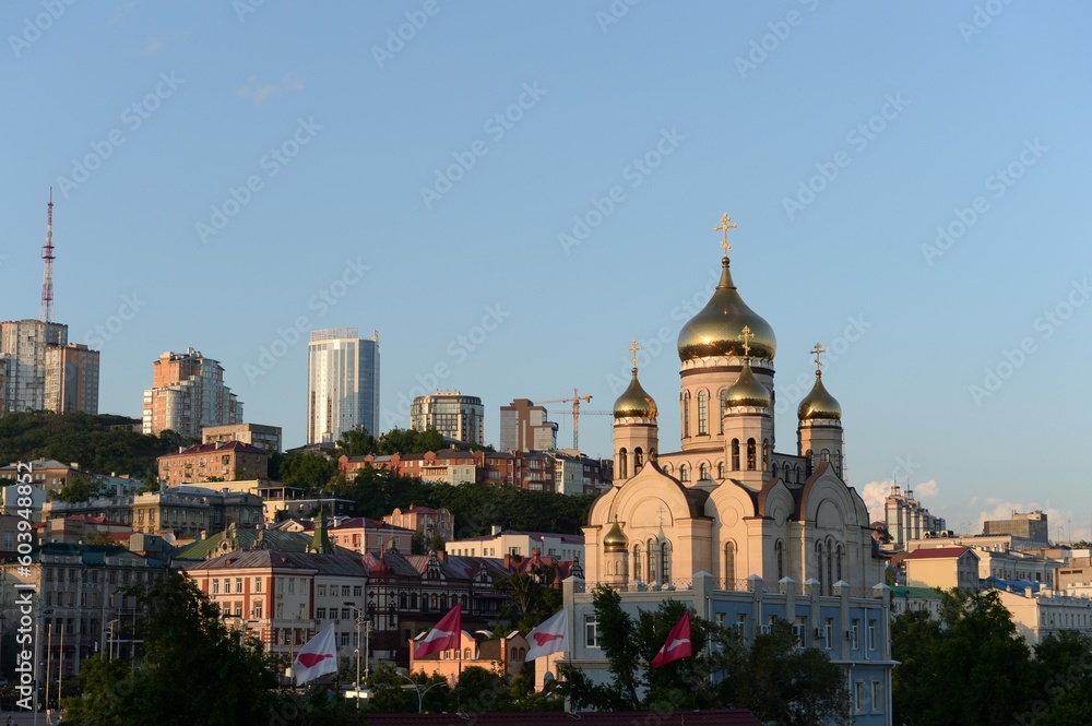 View of the city of Vladivostok from the Golden Horn Bay