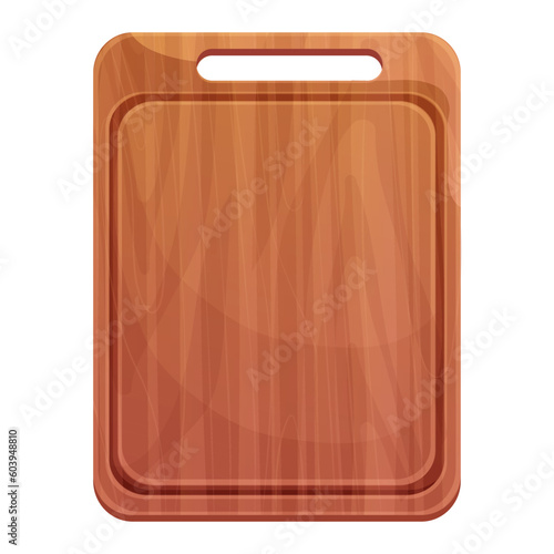 Cutting board wooden chopping desk top view in cartoon style isolated on white background. Wood shield, menu mockup