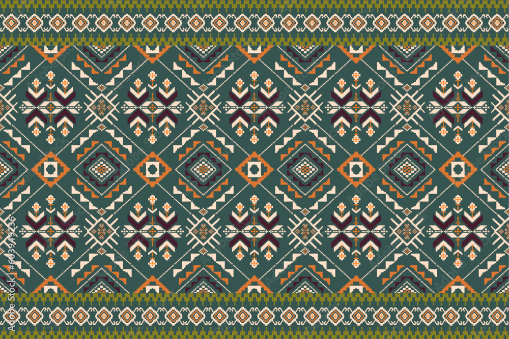 Ethnic Patterns. Cross Stitch Embroidery. Native Style. Traditional Design for texture, textile, fabric, clothing, Knitwear, print. 