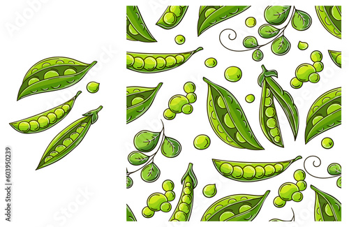 Seamless pattern for kitchen, restaurant or shop. Set in hand draw style
