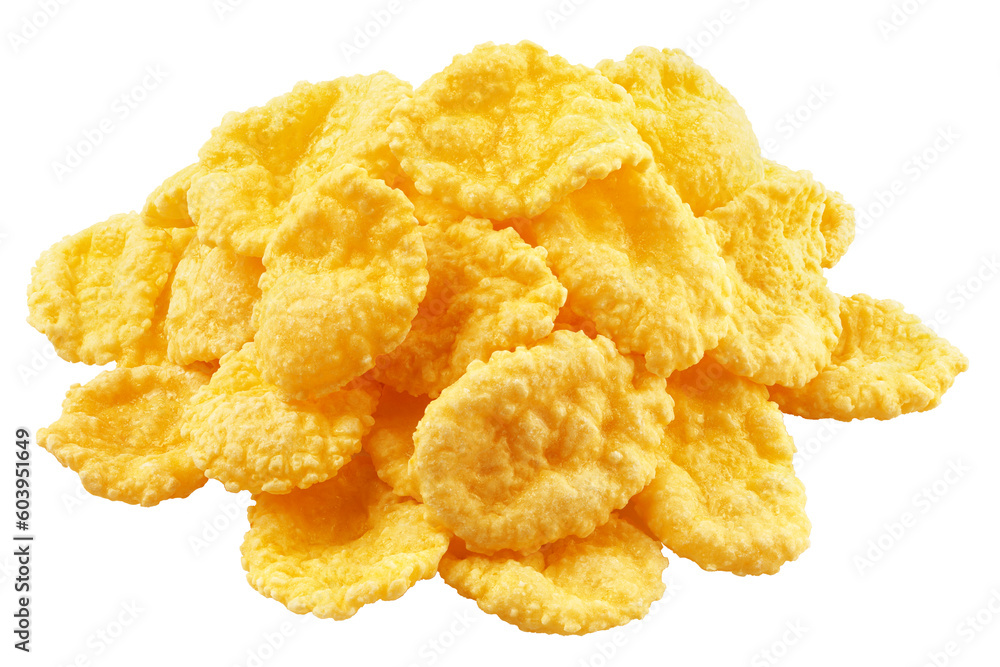 Corn Flakes isolated on white background, clipping path, full depth of field Corn Flakes isolated on white background, clipping path, full depth of field