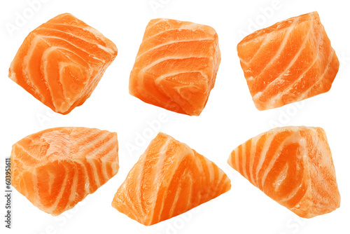raw salmon, fish isolated on white background, full depth of field