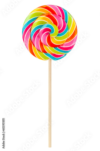 Fotótapéta Colorful lollipop isolated on white background, full depth of field, clipping pa