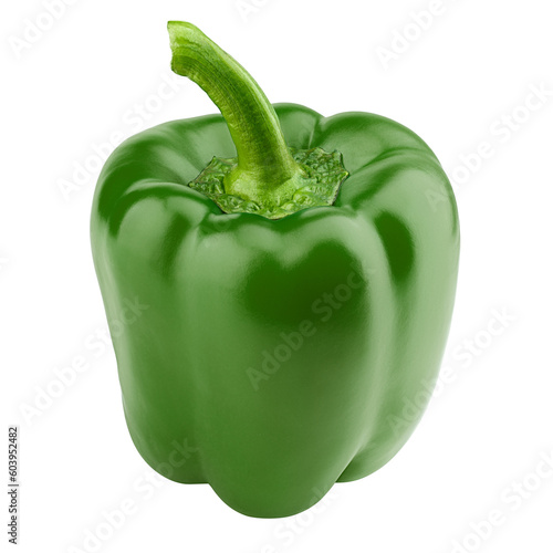 sweet green pepper, paprika, isolated on white background, full depth of field