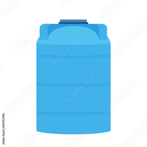 Water tank vector. Tap. Blue water tank on white background.