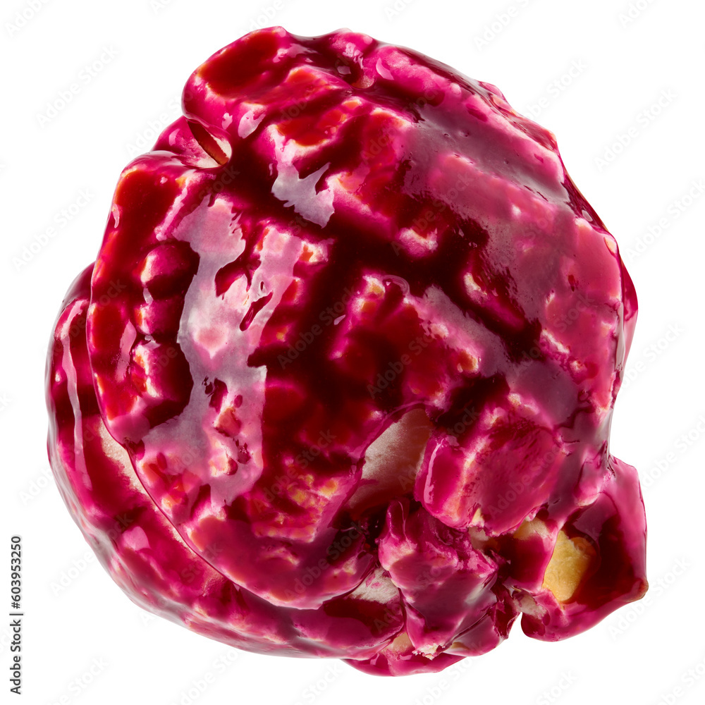 Fototapeta premium Colored fruity popcorn isolated on white background, clipping path, full depth of field