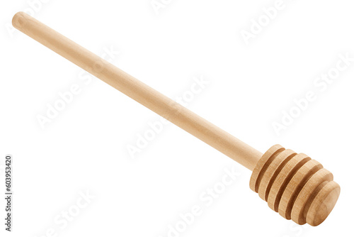 Foto wooden honey spoon isolated on white background, full depth of field