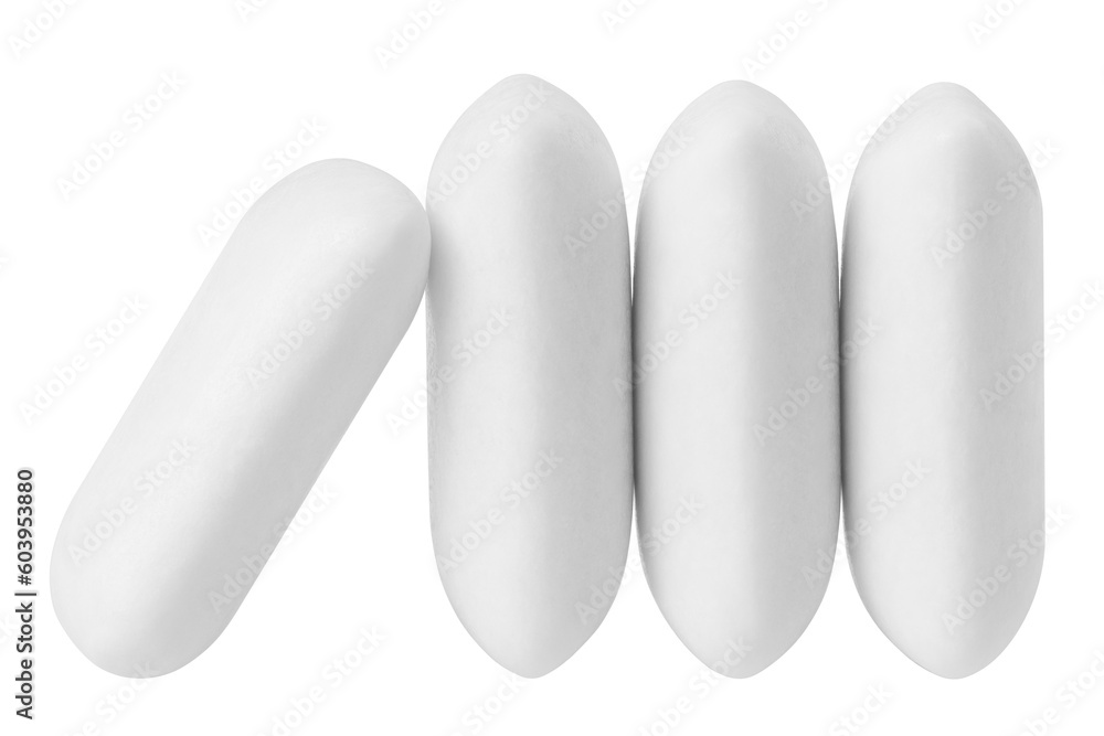chewing gum isolated on white background, clipping path, full depth of field chewing gum isolated on white background, clipping path, full depth of field