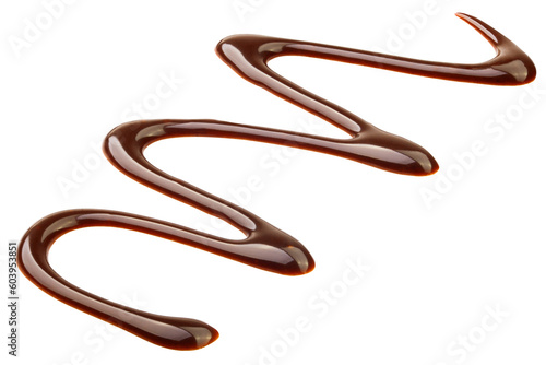 Obraz na plátně Liquid chocolate syrup isolated on white background, clipping path, full depth o