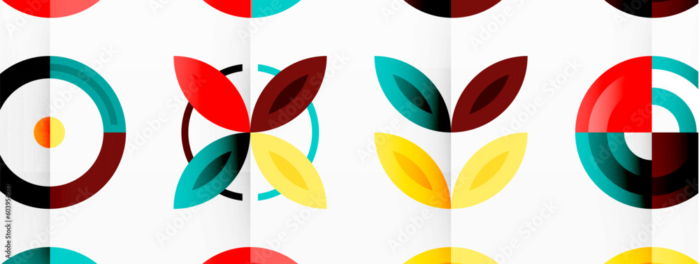 Colorful circles in a grid composition abstract background. Design for wallpaper, banner, background, landing page, wall art, invitation, prints, posters Colorful circles in a grid composition abstract background. Design for wallpaper, banner, background, landing page, wall art, invitation, prints, posters