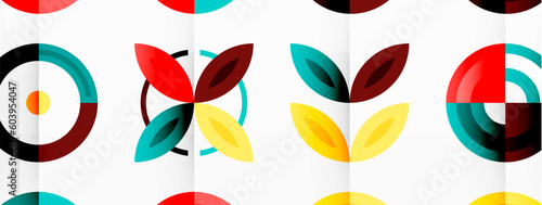 Colorful circles in a grid composition abstract background. Design for wallpaper, banner, background, landing page, wall art, invitation, prints, posters