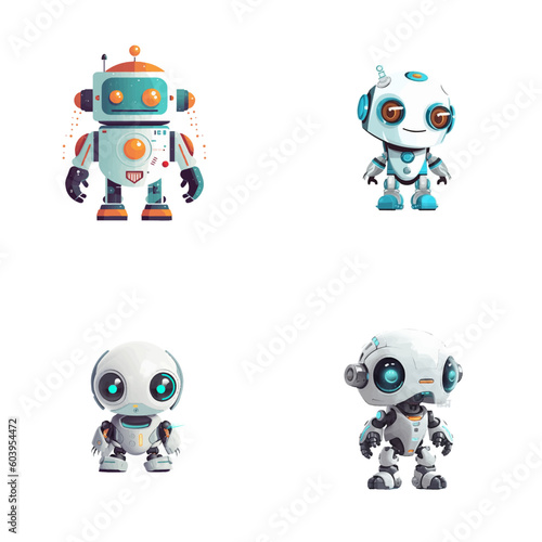 Set of robot characters , construction, medical, firefighter robot	
