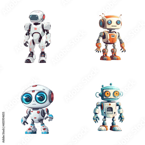 Set of robot characters , construction, medical, firefighter robot	
