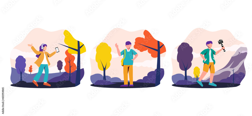 Flat Bundle Weekend Activity Design Illustration Flat Bundle Weekend Activity Design Illustration