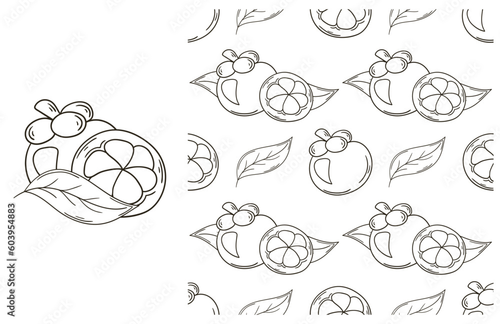 Obraz premium Coloring pattern for kitchen, restaurant or shop. Set in hand draw style