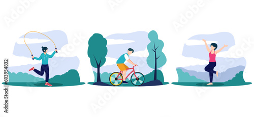 Weekend Activity Flat Bundle Design Illustration
