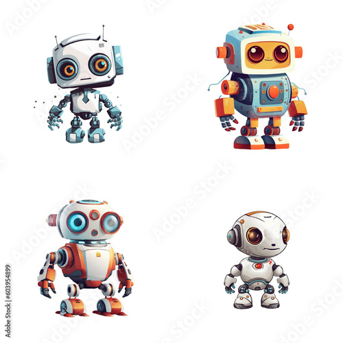 Set of robot characters , construction, medical, firefighter robot	
