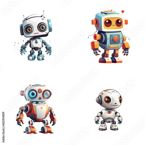 Set of robot characters   construction  medical  firefighter robot  