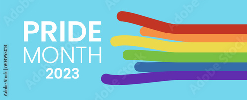 LGBT pride month banner. Abstract rainbow stripes or curves.