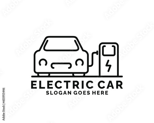 Electric car logo design vector