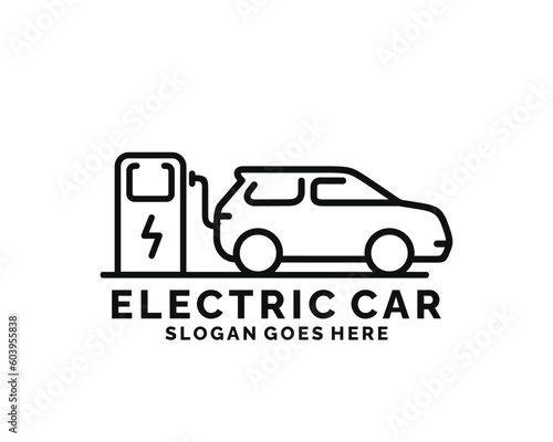 Electric car logo design vector