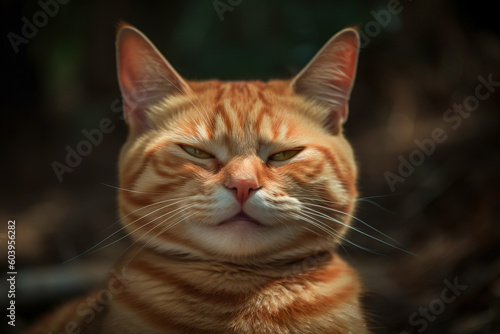 Wallpaper Mural Funny cat laughing. Happy and kind relaxed kitten face with happy satisfied smile. Generated AI. Torontodigital.ca