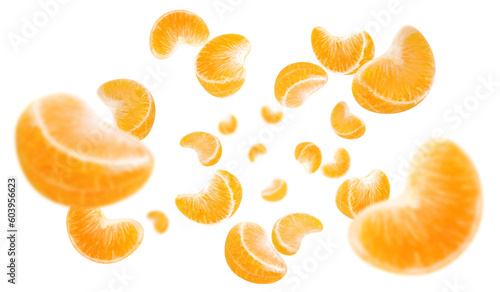 Flying delicious tangerines, cut out